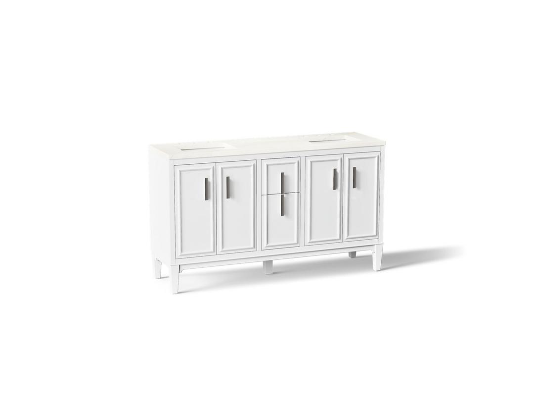 Southerk 60'' bathroom vanity cabinet with sinks and quartz top by Kohler
