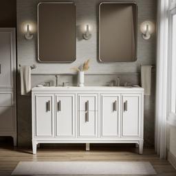 Southerk 60'' bathroom vanity cabinet with sinks and quartz top - image 2