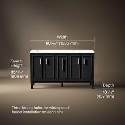 Southerk 60'' bathroom vanity cabinet with sinks and quartz top - image 3