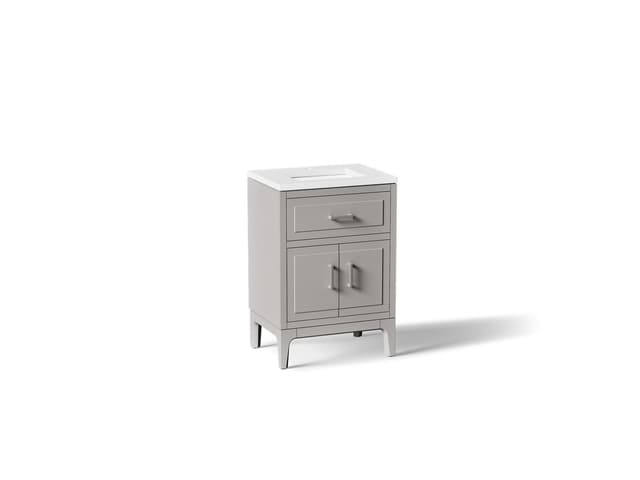 Kohler Seer 24'' bathroom vanity cabinet with sink and quartz top - Mohair Grey