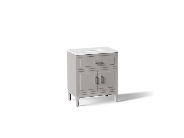 Kohler Seer 30'' bathroom vanity cabinet with sink and quartz top - Mohair Grey