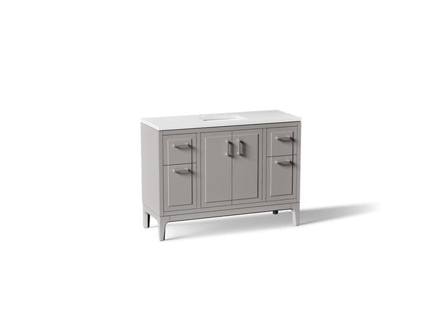 Kohler Seer 48'' bathroom vanity cabinet with sink and quartz top - Mohair Grey