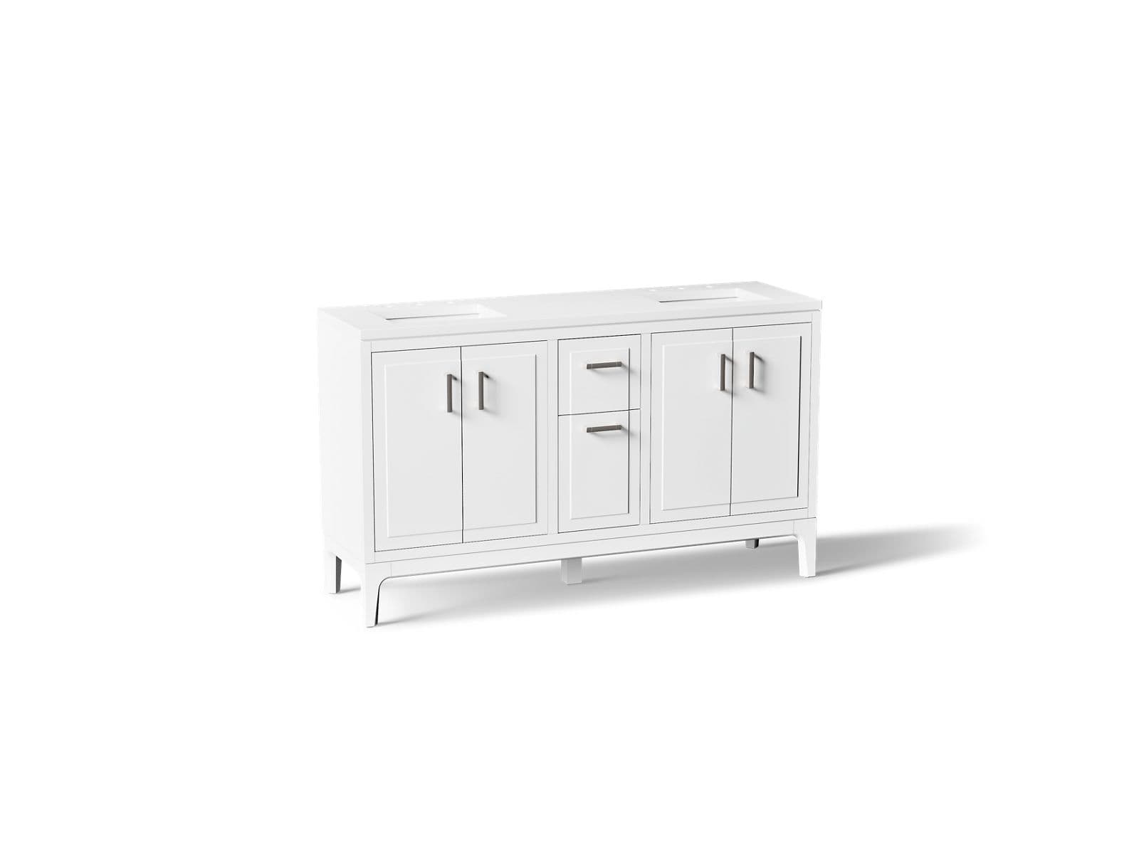 Kohler Seer 60'' bathroom vanity cabinet with sinks and quartz top - White by Kohler