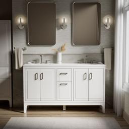 Seer 60'' bathroom vanity cabinet with sinks and quartz top - image 2
