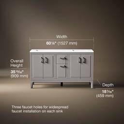 Seer 60'' bathroom vanity cabinet with sinks and quartz top - image 3