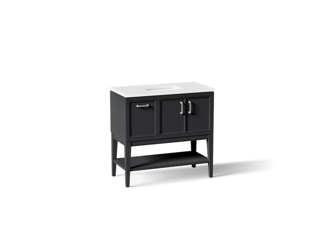 Kohler Winnow 36'' bathroom vanity cabinet with sink and quartz top - Slate Grey