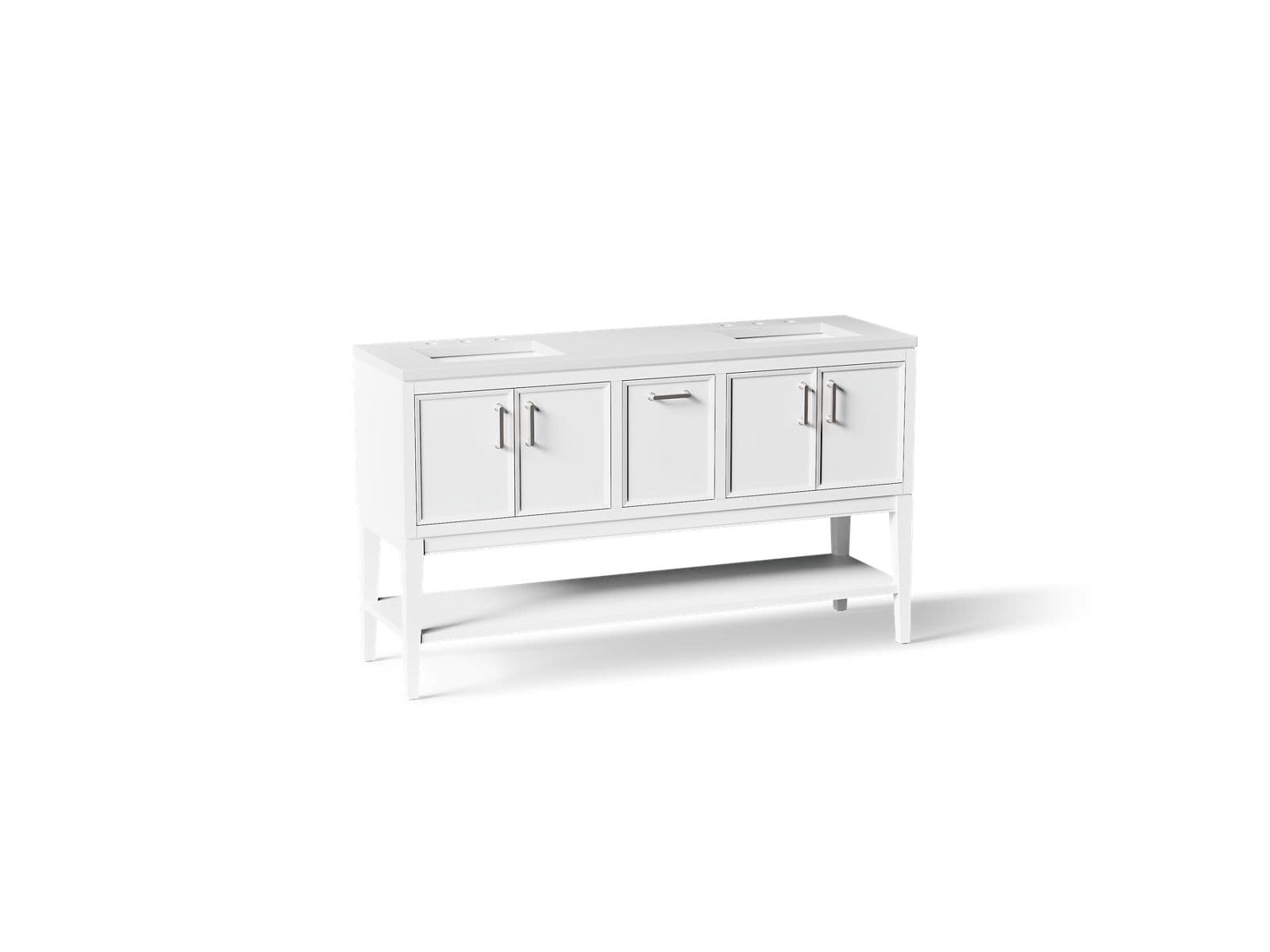 Kohler Winnow 60'' bathroom vanity cabinet with sinks and quartz top - White by Kohler