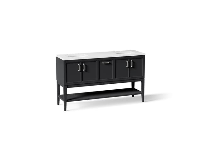 Kohler Winnow 60'' bathroom vanity cabinet with sinks and quartz top - Slate Grey