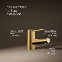Kohler | Elate | Single Hole Bathroom Sink Faucet - Vibrant Brushed Moderne Brass - image 3