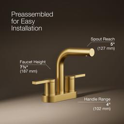 Kohler Elate Centerset bathroom sink faucet, 0.5 gpm - Vibrant Brushed Moderne Brass - image 3
