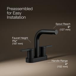 Kohler Elate Centerset bathroom sink faucet, 1.0 gpm - Matte Black - image 3
