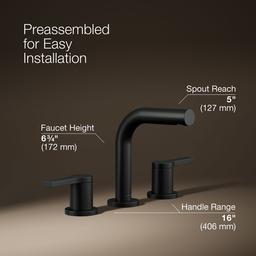 Kohler Elate Widespread bathroom sink faucet, 1.2 gpm - Matte Black - image 3