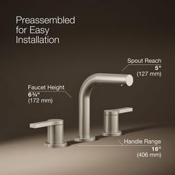 Kohler Elate Widespread bathroom sink faucet, 1.2 gpm - Vibrant Brushed Nickel - image 3