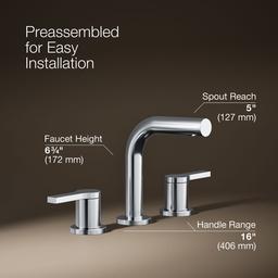 Kohler Elate Widespread bathroom sink faucet, 1.2 gpm - Polished Chrome - image 3