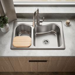 Kohler StaccatoE 33'' top-mount double-bowl kitchen sink - Stainless Steel - image 2