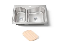 Kohler StaccatoE 33'' top-mount double-bowl kitchen sink - Stainless Steel - image 1