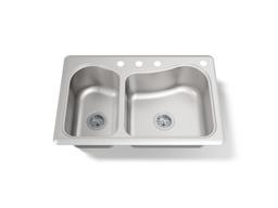 Kohler StaccatoE 33'' top-mount double-bowl kitchen sink - Stainless Steel - image 1