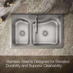 Kohler StaccatoE 33'' top-mount double-bowl kitchen sink - Stainless Steel - image 4