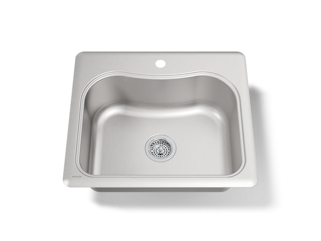 Kohler StaccatoE 25'' top-mount single-bowl kitchen sink - Stainless Steel by Kohler