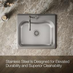 Kohler StaccatoE 25'' top-mount single-bowl kitchen sink - Stainless Steel - image 4