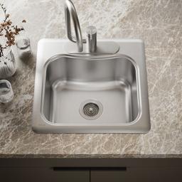 Kohler StaccatoE 20'' top-mount single-bowl bar sink - Stainless Steel - image 2
