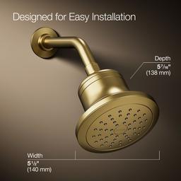 CinqE Round single-function filtered showerhead, 2.5 gpm - Vibrant Brushed Moderne Brass - image 3