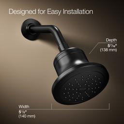 CinqE Round single-function filtered showerhead, 2.5 gpm - Matte Black - image 3