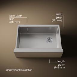 Kohler Strive 29-1/2'' undermount single-bowl farmhouse workstation kitchen sink - Stainless Steel - image 3