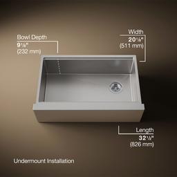 Kohler Strive 32-1/2'' undermount single-bowl farmhouse workstation kitchen sink - Stainless Steel - image 3