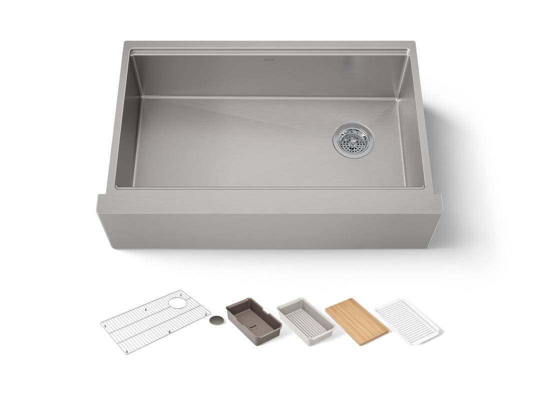 Kohler Strive 32-1/2'' undermount single-bowl farmhouse workstation kitchen sink - Stainless Steel by Kohler