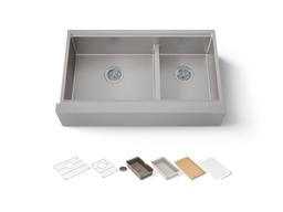 Kohler Strive 35-1/2'' undermount double-bowl farmhouse workstation kitchen sink - Stainless Steel - image 1