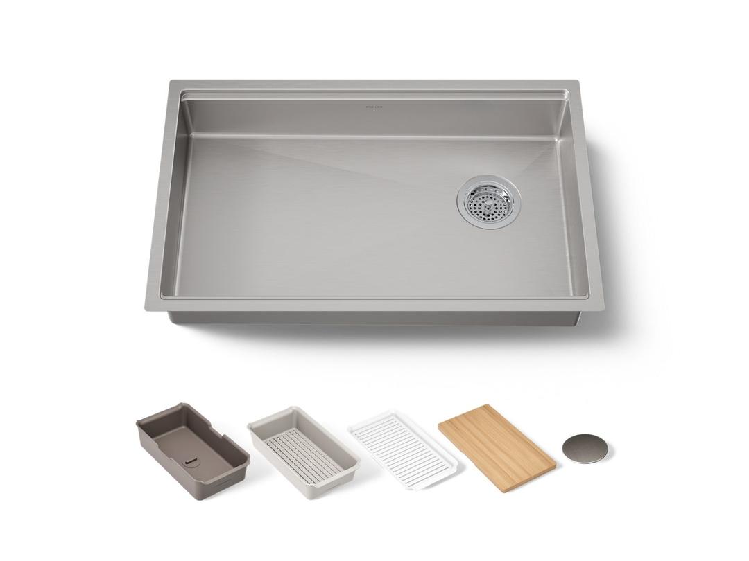 Kohler Strive 29'' undermount single-bowl workstation kitchen sink - Stainless Steel by Kohler