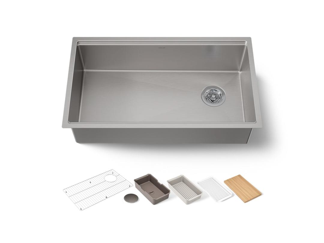 Kohler Strive 32'' undermount single-bowl workstation kitchen sink - Stainless Steel by Kohler