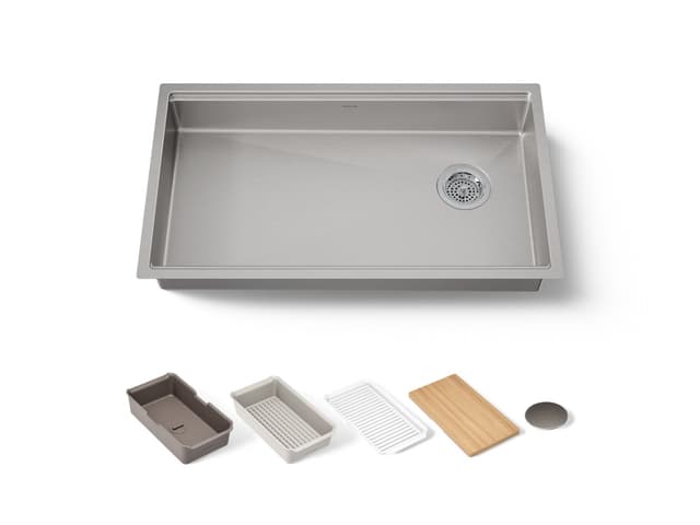 Kohler Strive 32'' undermount single-bowl workstation kitchen sink - Stainless Steel