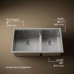 Kohler Strive 32'' undermount double-bowl workstation kitchen sink - Stainless Steel - image 3