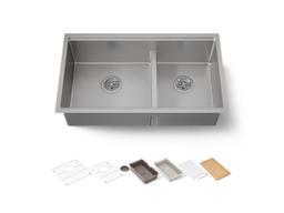 Kohler Strive 32'' undermount double-bowl workstation kitchen sink - Stainless Steel - image 1