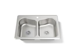 Kohler StaccatoE 33'' top-mount double-bowl kitchen sink - Stainless Steel - image 1