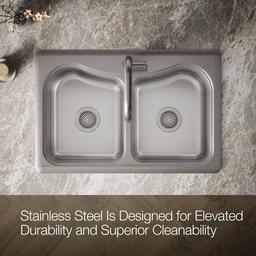 Kohler StaccatoE 33'' top-mount double-bowl kitchen sink - Stainless Steel - image 4