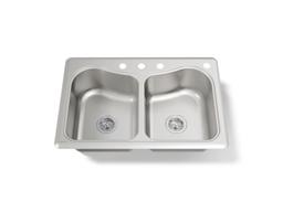Kohler StaccatoE 33'' top-mount double-bowl kitchen sink - Stainless Steel - image 1