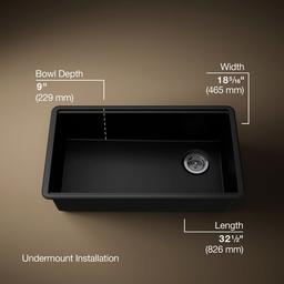 BillingsE 32-1/2'' undermount single-bowl kitchen sink - Matte Black - image 3