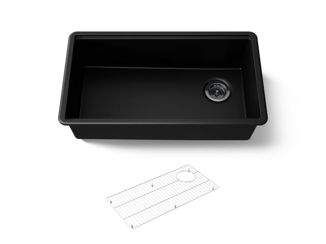 BillingsE 32-1/2'' undermount single-bowl kitchen sink - Matte Black by Kohler
