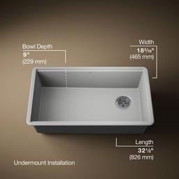 BillingsE 32-1/2'' undermount single-bowl kitchen sink - Matte Grey - image 3