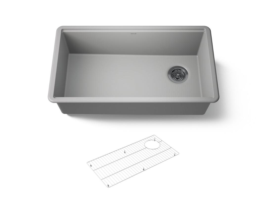 BillingsE 32-1/2'' undermount single-bowl kitchen sink - Matte Grey by Kohler