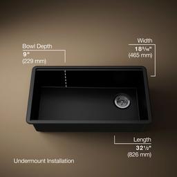 BillingsE 32-1/2'' undermount single-bowl workstation kitchen sink - Matte Black - image 3