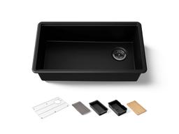 BillingsE 32-1/2'' undermount single-bowl workstation kitchen sink - Matte Black - image 1