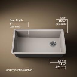 BillingsE 32-1/2'' undermount single-bowl workstation kitchen sink - Matte Taupe - image 3