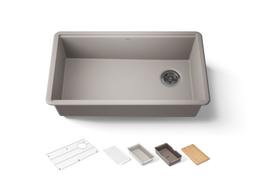 BillingsE 32-1/2'' undermount single-bowl workstation kitchen sink - Matte Taupe - image 1