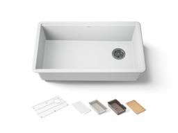 BillingsE 32-1/2'' undermount single-bowl workstation kitchen sink - Matte White - image 1