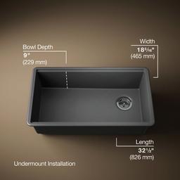 BillingsE 32-1/2'' undermount single-bowl workstation kitchen sink - Matte Graphite - image 3