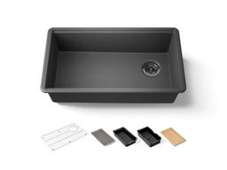 BillingsE 32-1/2'' undermount single-bowl workstation kitchen sink - Matte Graphite - image 1